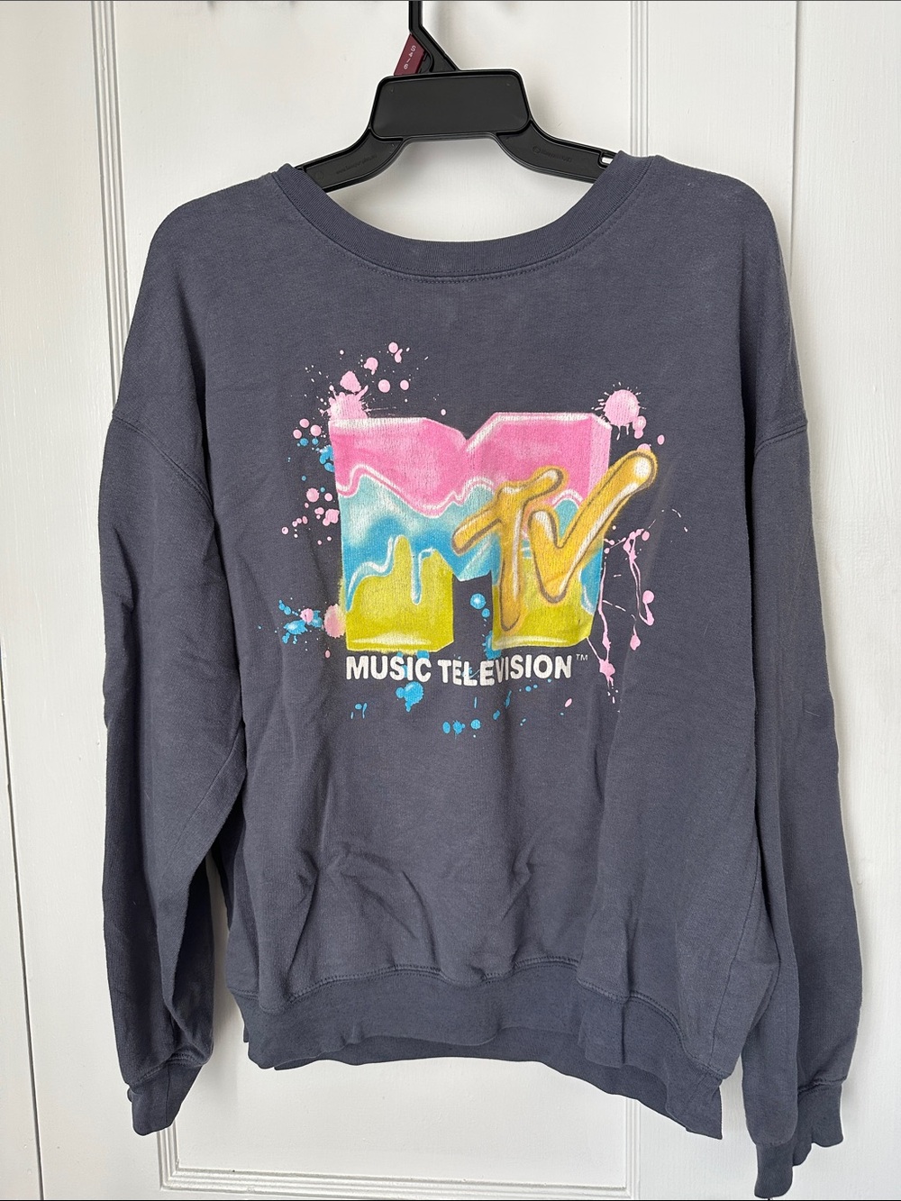 MTV Women's Charcoal Sweatshirt with Pink, Yellow & Blue Logo